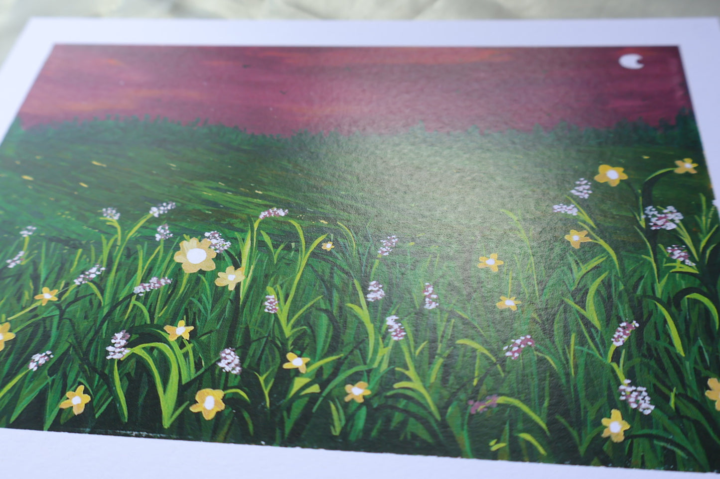 Your Peaceful Evening Day Landscape Hand-Painted Art Print (A5 Size)