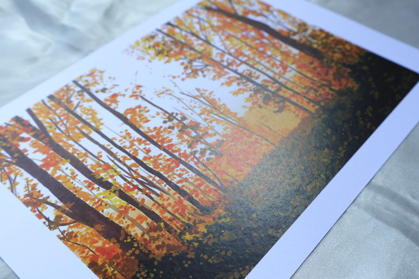 Autumn Landscape Hand-Painted Art Print (A5 Size)