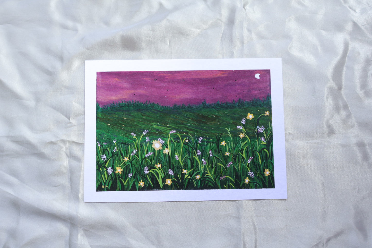 Your Peaceful Evening Day Landscape Hand-Painted Art Print (A5 Size)