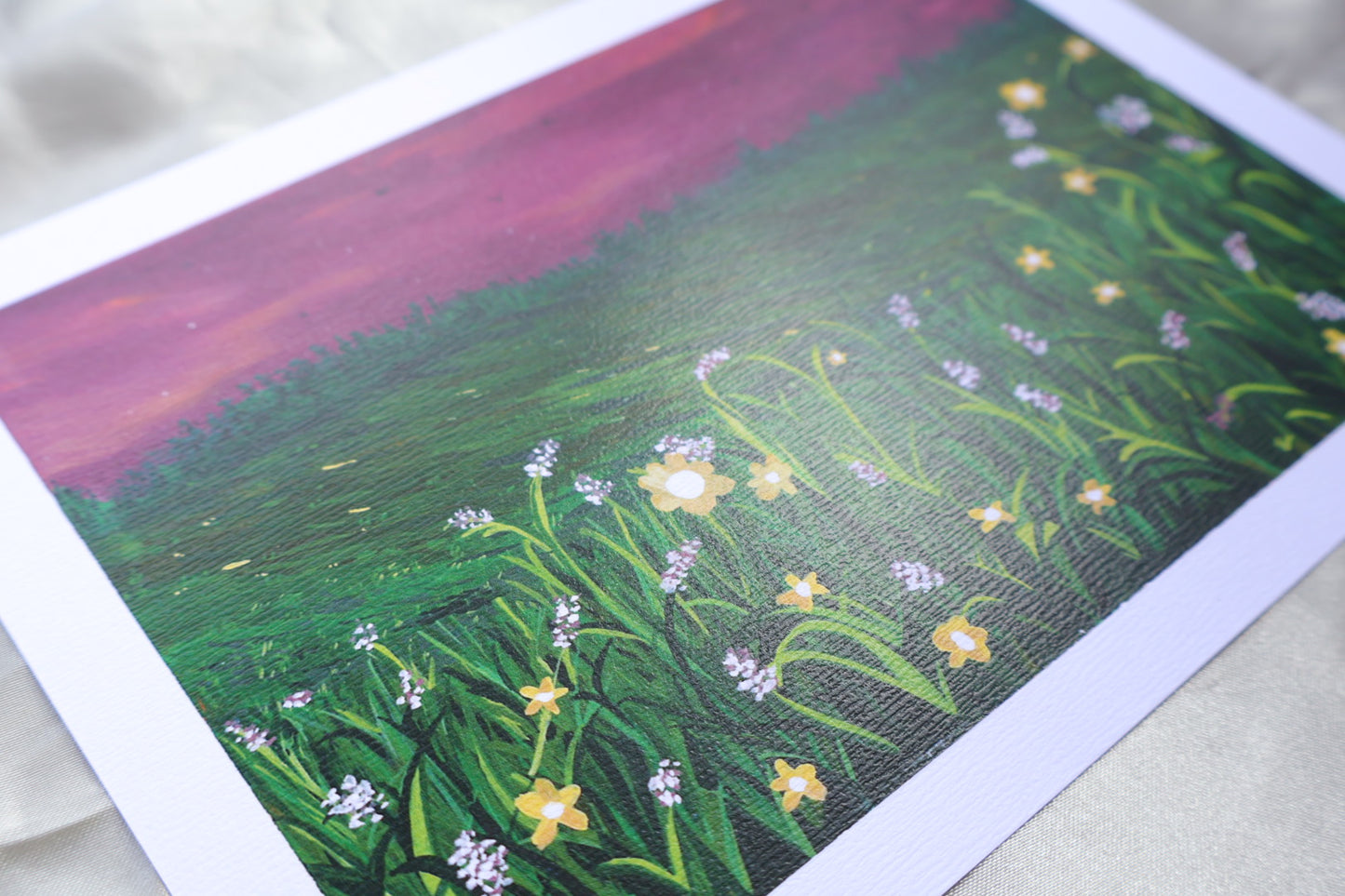 Your Peaceful Evening Day Landscape Hand-Painted Art Print (A5 Size)